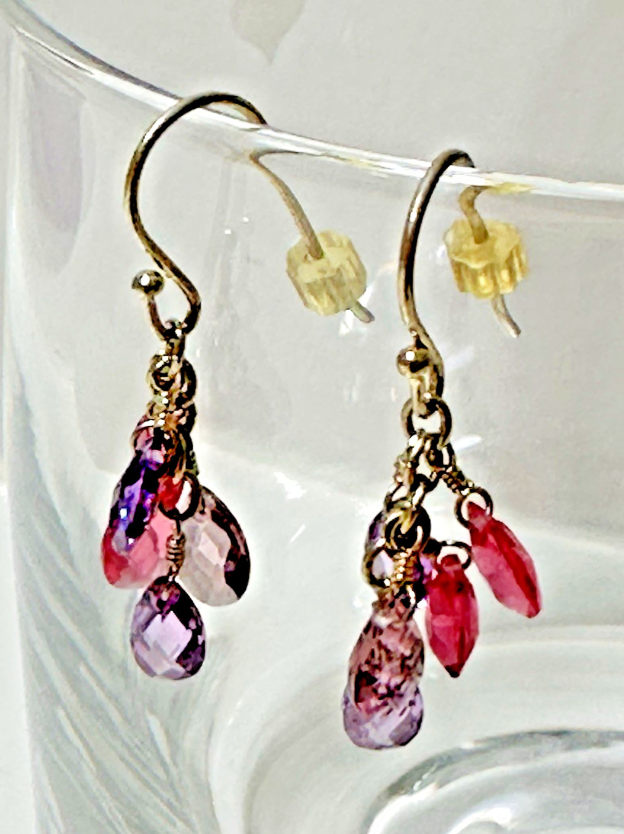 Silver Dangle Earrings -  small, features faceted… - image 1