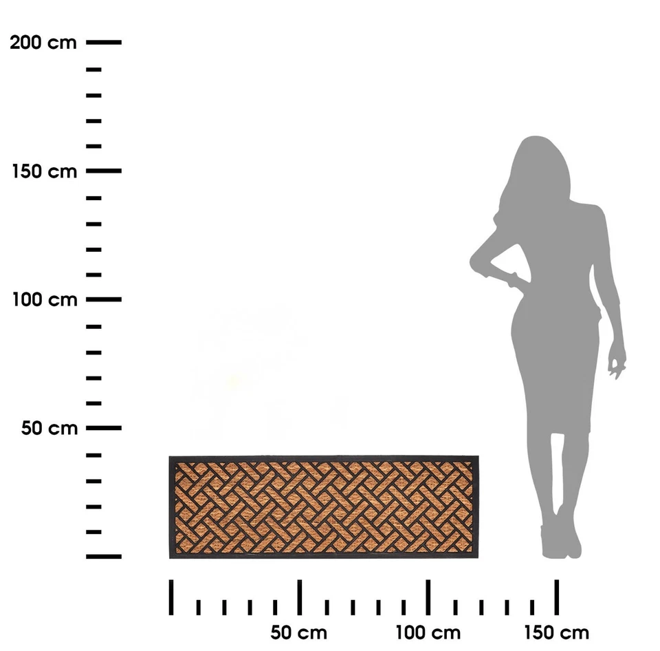 Türmatte Fußmatte Türvorleger Gummi Kokosnuss braun schwarz geometrisch 120x40cm - Bild 3 von 4