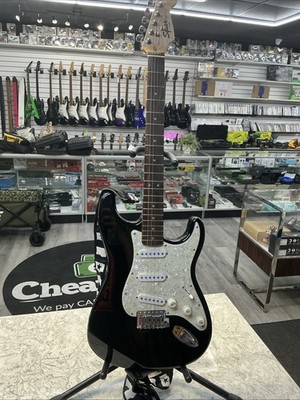 Fender Squier Stratocaster Electric Guitar Black Rosewood Neck Pearloid Pickguar