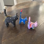 Lot Of 3 Vintage Hand Painted Carved Wood Cat Family Cats Folk Art Figurines — photo 2