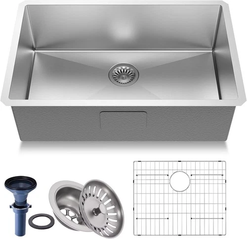 30" Kitchen Sink – 16G 304 SS Workstation, Drop-In/Undermount Single Bowl, 9"