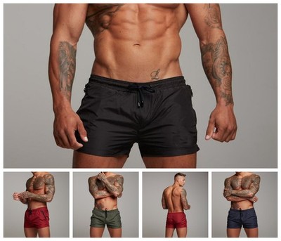 Herren Badehose mit Reißverschluss-Taschen, Netzfutter, Sommer Strand Badeshorts