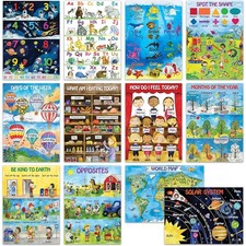 12 Kids Educational Posters 13x18 for Preschoolers  Toddlers for Homeschool