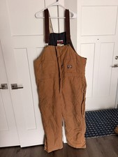 Walls Blizzard Pruf Bib Overalls Men XL Brown 100 Cotton Insulated Workwear