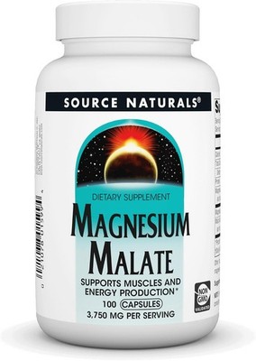Source Naturals Magnesium Malate, Support Muscles and 100 Count (Pack of 1)