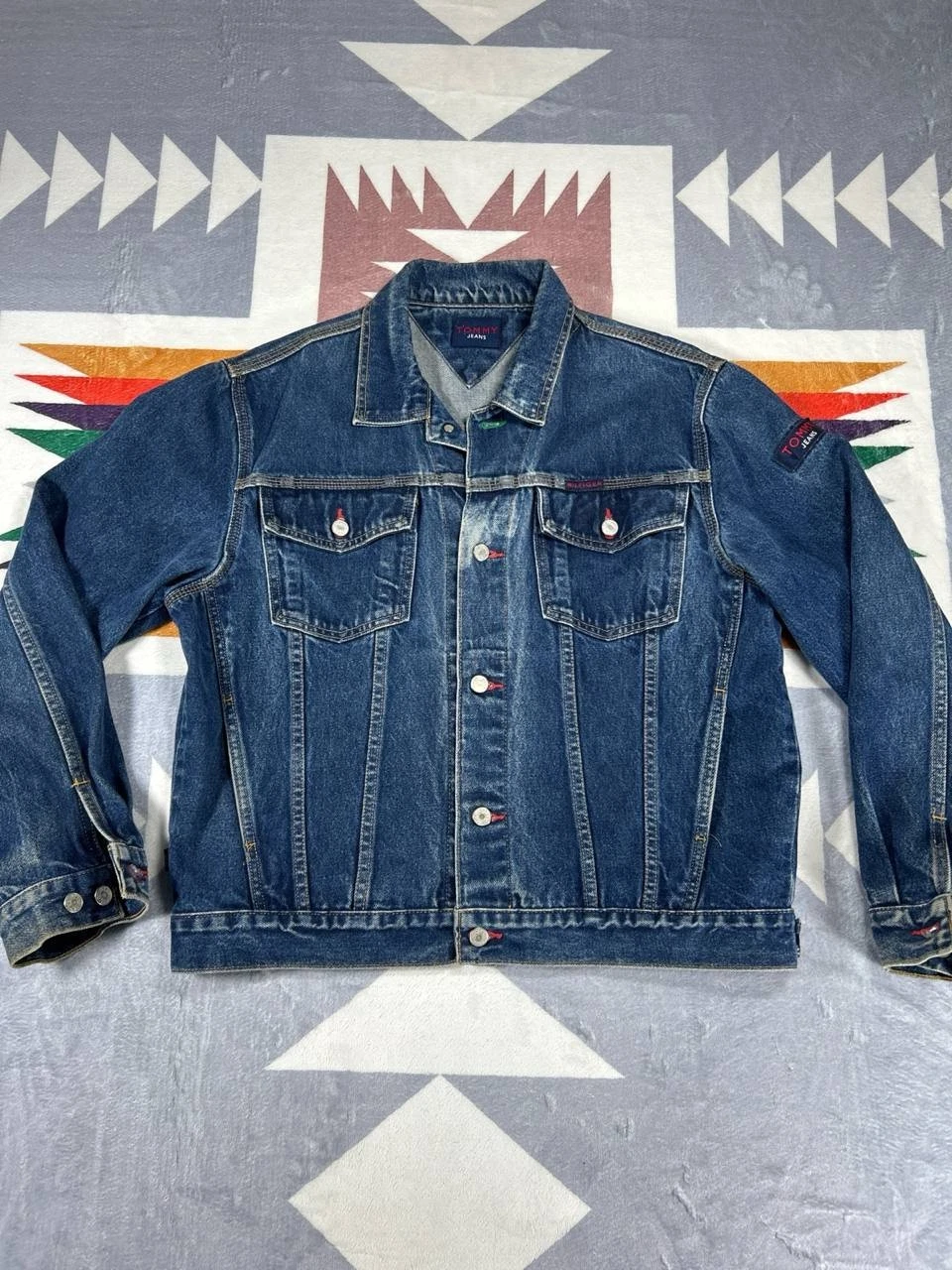 Vintage Tommy Hillfiger Denim Jacket Mens Large Boxy 90s