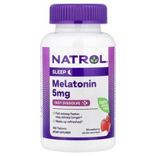 Natrol Melatonin Fast Dissolve Strawberry 5 mg 150 Tablets Egg-Free, Fish Free,