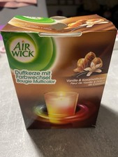 Neue OVP Air Wick Glas Duftkerze mit Farbwechsel Vanille und Karamelltraum