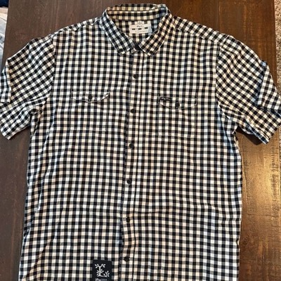 Lng Roots & Equipment Classic Black & White Checkered Button Down Shirt - XL