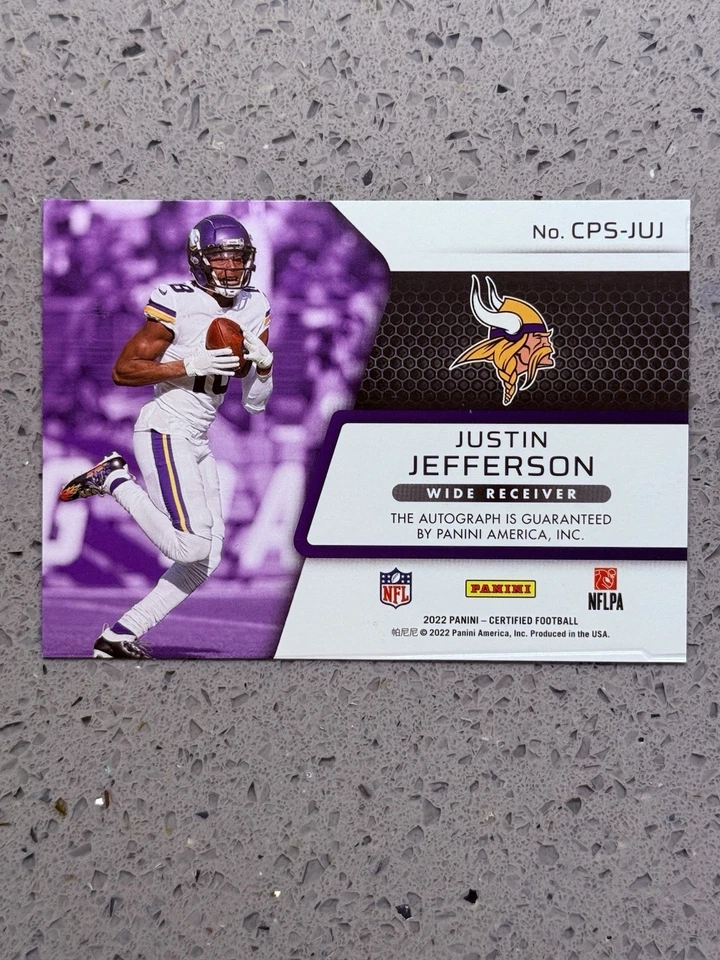 2022 Panini Certified Justin Jefferson Gold AUTO /8 Certified Potential - Image 3 of 3