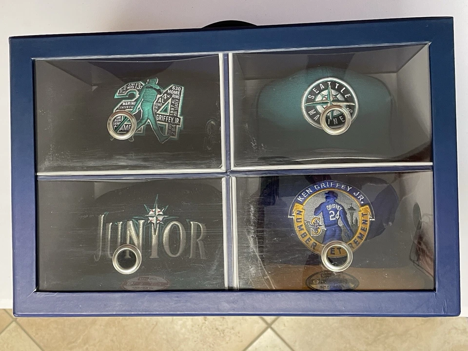 Griffey Jr New Era by Lids Four Pack Hats Retirement Celebration W/Mint Box! - Image 2 of 4