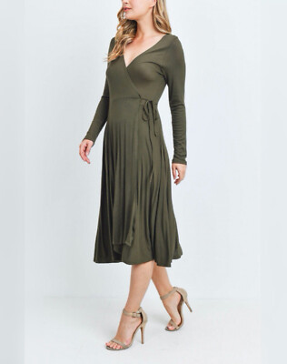 LULU'S Dress Medium Women Forest Green Wrap Around Dress Casal Formal Dress  MED | eBay