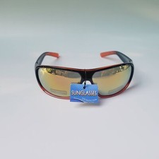 Sunglasses UV Protection Polycarbonate lens full frame wrap around black orange