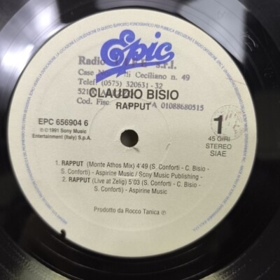 Vinyl 45 Umdrehungen 12'' Maxi Single   Rapput (Claudio Bisio & Rocco Kanister) 1991