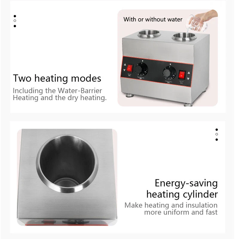 110V Commercial Electric Sauce Warmer Jam Cheese Heat Melter Machine 2 Bottles - Image 4 of 4