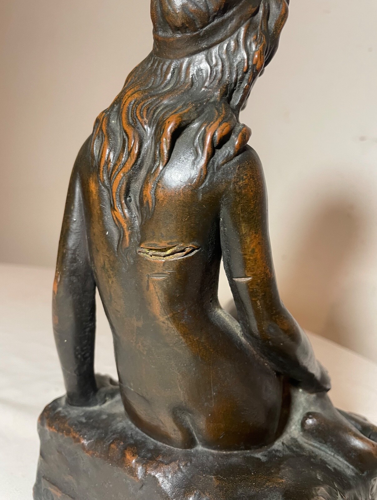 LARGE Antique KBW Kathodian Bronze Clad Nude Lady Bust Art Statue sculpture