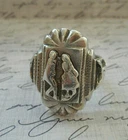 Amazing Bold Oxidized Sterling Silver Romantic Couple Vintage Ring   4911E