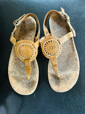 Ugg Ayden II Women Tan Leather Sandals Size EU 36 Used/Very