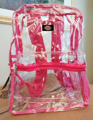 Dickies Backpack Clear Shocking Pink Student School Stadium Concerts - Picture 11 of 17