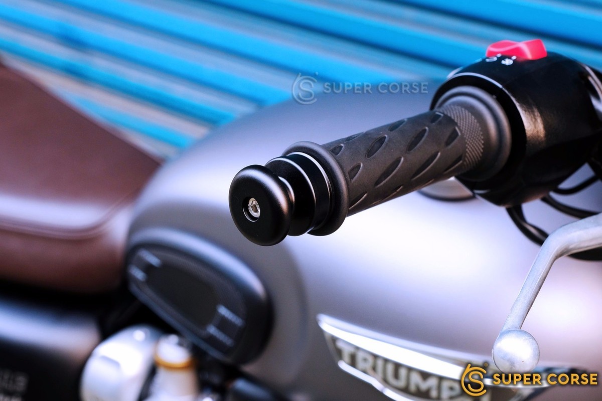 TRIUMPH Bar End Caps Helmet Hook Black Bonneville Street