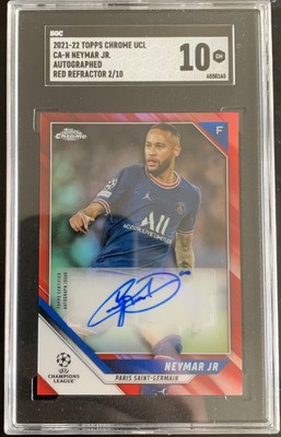 2021-22 Topps Chrome PSG Neymar Jr WAVE AUTO /21 SSP On Card Al 