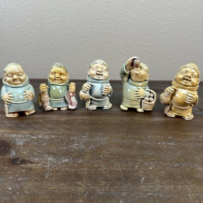 5 Vintage Gino Ruggeri Alabestar Resin Monks Stamped G.R. Made In Italy READ