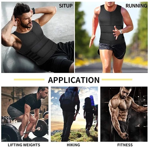 Traje de sauna para hombre chaleco de sudor entrenador de cintura moldeador corporal compresión gimnasio torso sin mangas - Imagen 8 de 31
