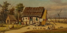 high quality oil painting handpainted on canvas "Cabin Scene, Wash Day "