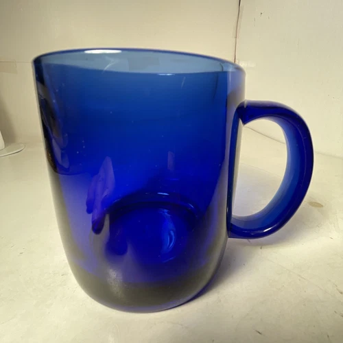 Arcoroc Cobalt Blue Glass Coffee Mug Made In France