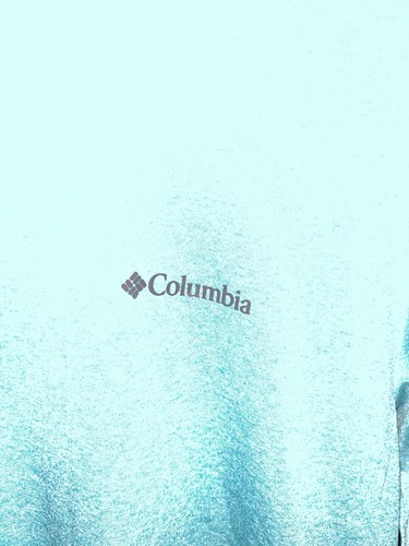 Men’s Aqua Blue Columbia Outdoors Fishing Gear T-Shirt Medium Iron On Logo - Picture 3 of 4