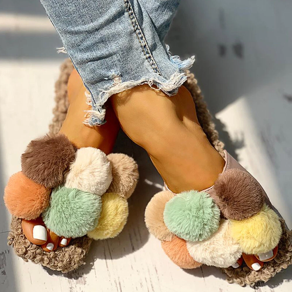 Pom pom slip shop on shoes