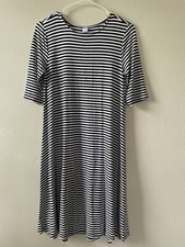 Old Navy Women’s Size Small Tall Dress Black And White Stripe Comfy Casual