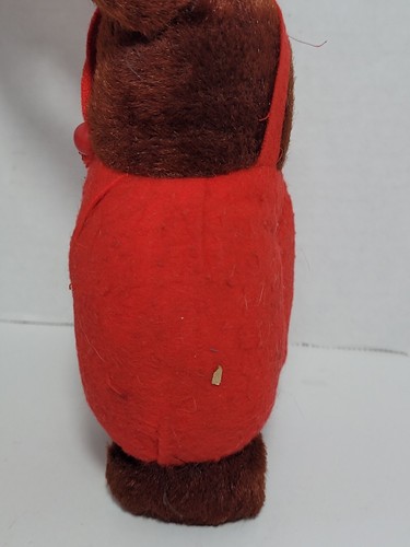 Vintage Straw Stuffed Rubber Face Monkey Toy Red Suit - Picture 5 of 13