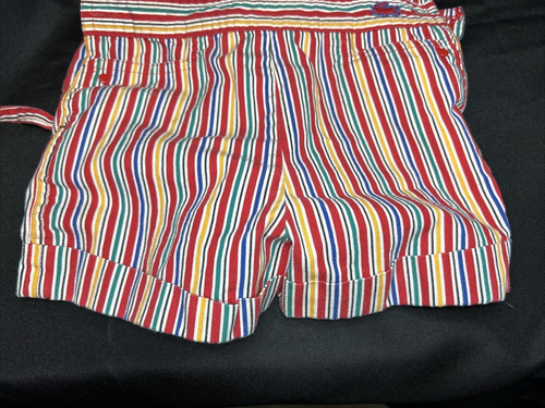 Vintage IZOD LACOSTE Boys 4T Short Overalls with Stripes and Red Gator Logo - Picture 12 of 24