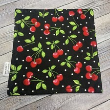 EDC HANK W/MICROFIBER BACK 8  - RED CHERRIES ON BLACK W/GREEN HANDKERCHIEF