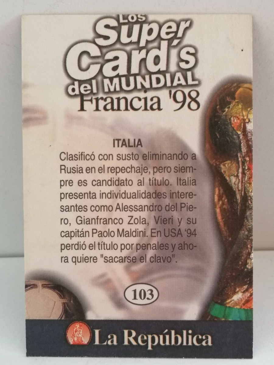 フランスワールドカップ1998カード81枚 FRANCE 98 Card #103 ITALY TEAM, 1998 FIFA WORLD CUP TCG Peru