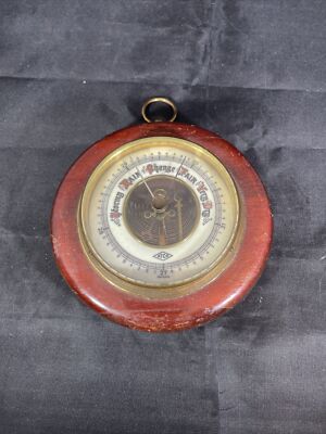 Vintage Atco Germany Porcelain Face Brass Wood Base 5