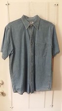 MENS CHEROKEE BLUE DENIM SHORT SLEEVE MED SHIRT FREE SHIPPING