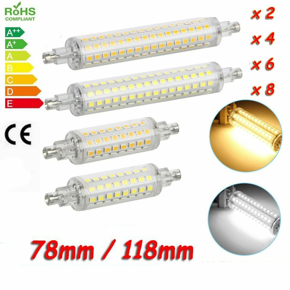 R7S 78mm 118mm LED Flood Light 2835 SMD Corn Bulb Replacement For Halogen Lamp
