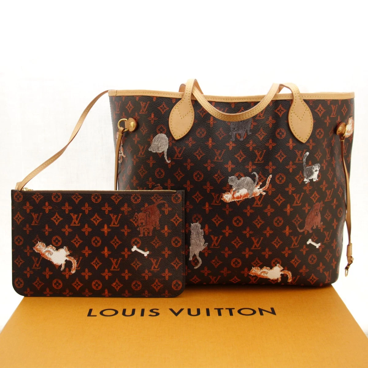 LOUIS VUITTON Neverfull MM Tote Pouch Catogram Limited Edition L V