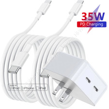 35W Dual Ports USB Type-C PD Fast Wall Charger Power Adapter For iPhone 14/13/12