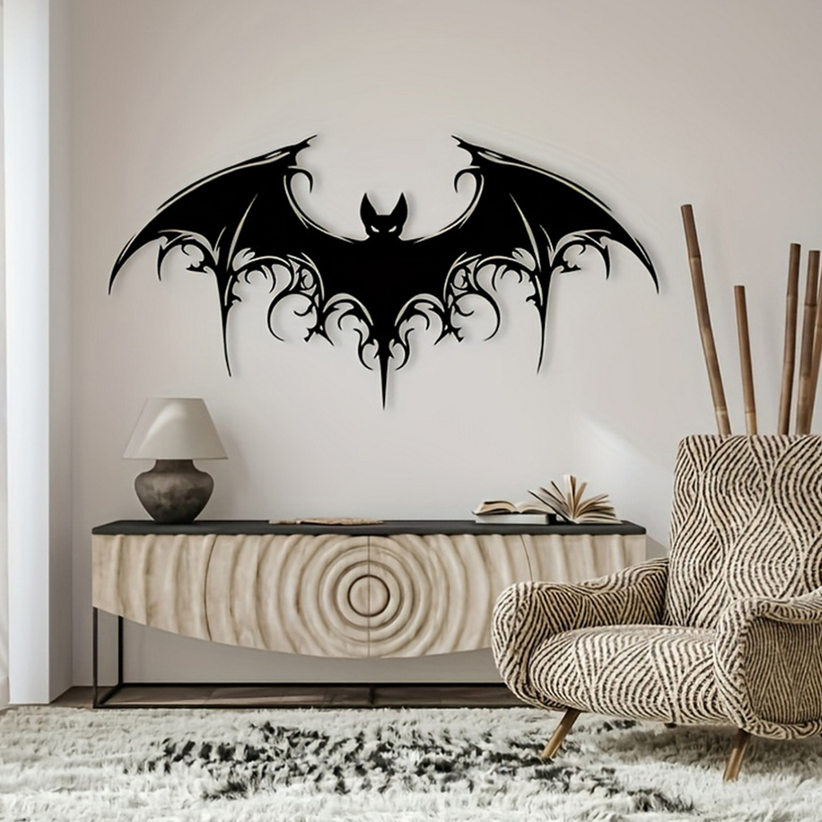 Majestic Bat Metal Wall Art Large Bat Wall Decor Gothic Halloween Decoration
