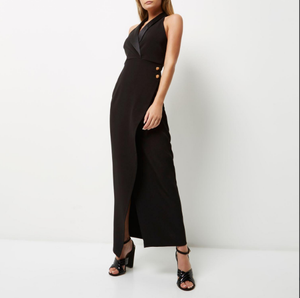 river island black tuxedo dress