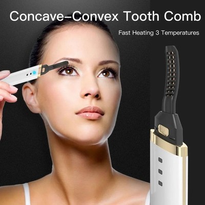 Heated Electric Eyelash Curler USB Rechargeable 3 Temperatures 24H Lash Lifting