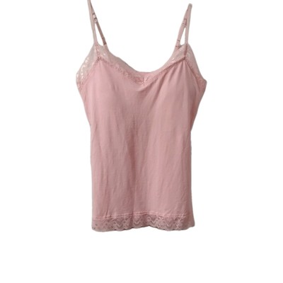 Y2K No Boundaries Pink Tank Top Sz L Cami Lace Shelf Bra Bella Swan 