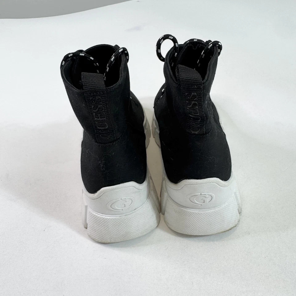 Guess Shoes Womens Size 10 Black White Chunky Platform Boots Lace Up Fashion - Image 4 of 4