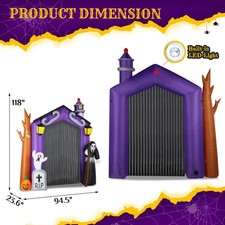 9.8 FT Halloween Inflatables Haunted House Castle Archway Outdoor Decorations.