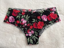 PINK Victoria's Secret Panties Cheekster Panty Black Red Pink Floral Lace Medium