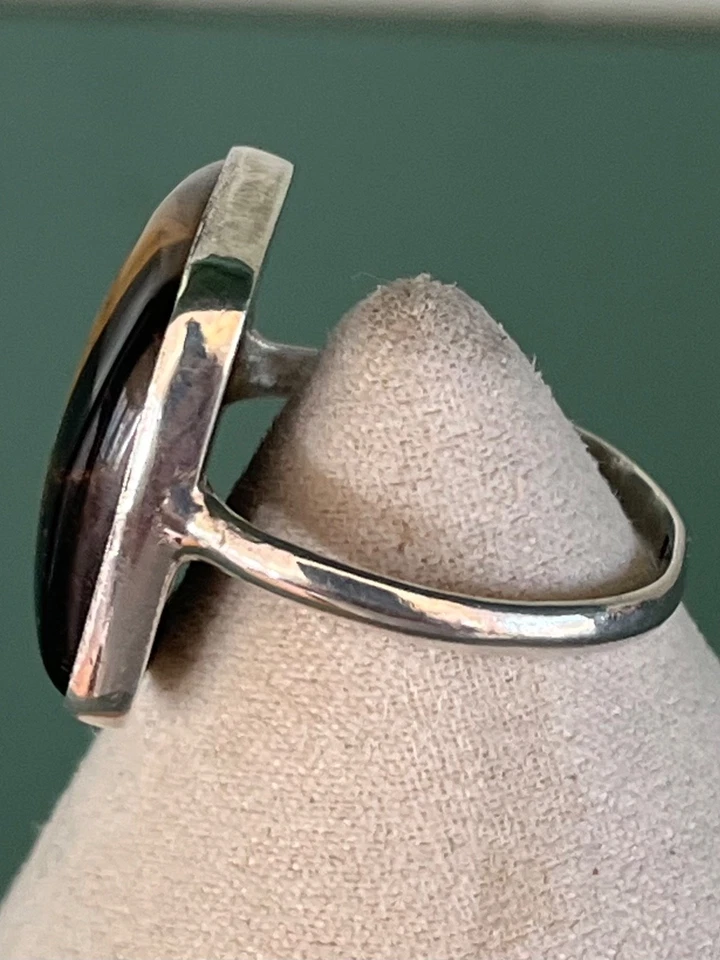 Hermoso anillo de ley marcado ojo de tigre talla grande 10,25 para hombre Foto 4 de 4