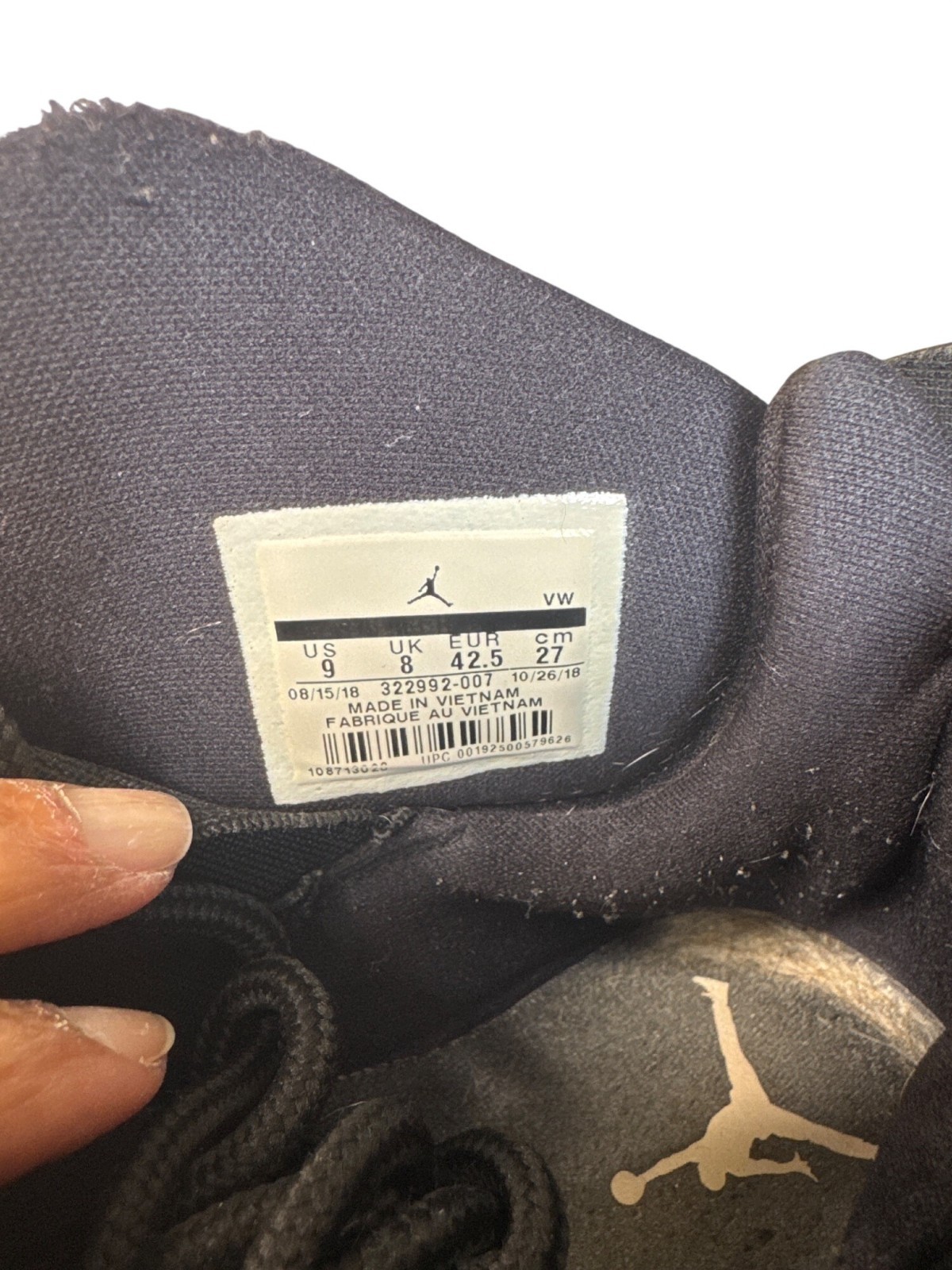 Rare Nike Air Jordan Retro 6 Rings Sneakers Black/Gold Speckle Mens Size 9 Pre-O thumbnail 8